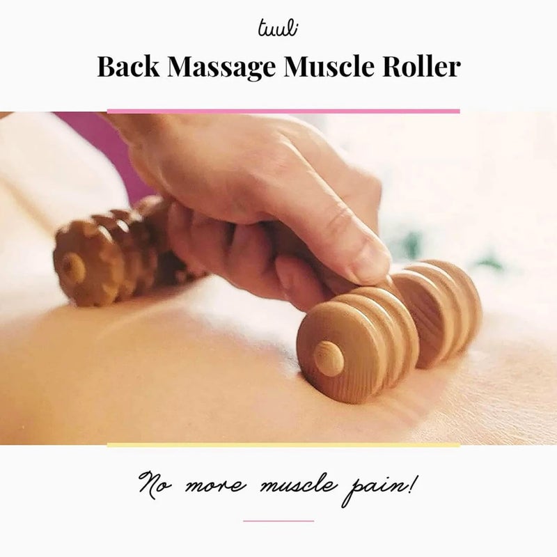 tuuli Accessories Back Massage Muscle Roller Tool Massager for Neck Shoulder Arms Legs Body Wooden 7 x 3 inches - Image 5